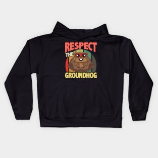 Cute Respect The Groundhog Funny Groundhog Day Kids Hoodie